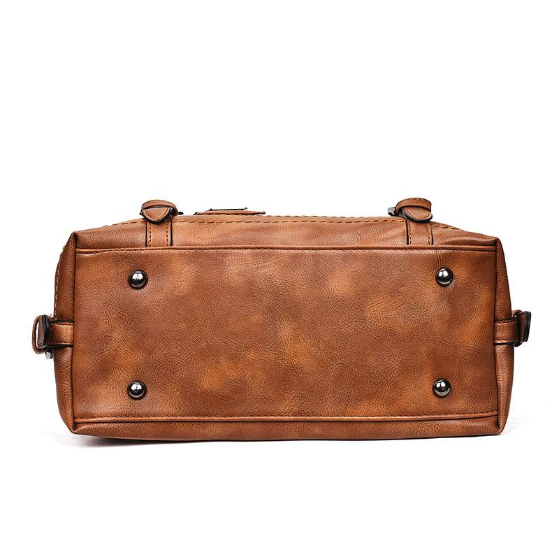 Retro Oil Wax Leather Boston Handbag, Large Capacity Shoulder & Crossbody Women's Bag