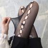White Silk Fishnet Socks Summer Ultra-thin Bow Girl Japanese JK Black Stockings Sexy Hollow White Pantyhose