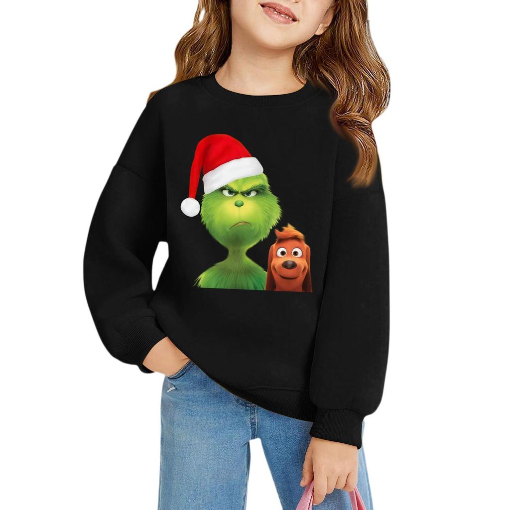 Pulovere de Crăciun pentru fete cu gât rotund pentru copii, topuri imprimate pentru bebeluși