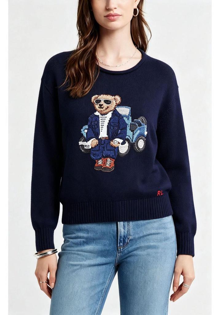 2026 Autumn/Winter Women's Casual Academy Style Bear Sweater