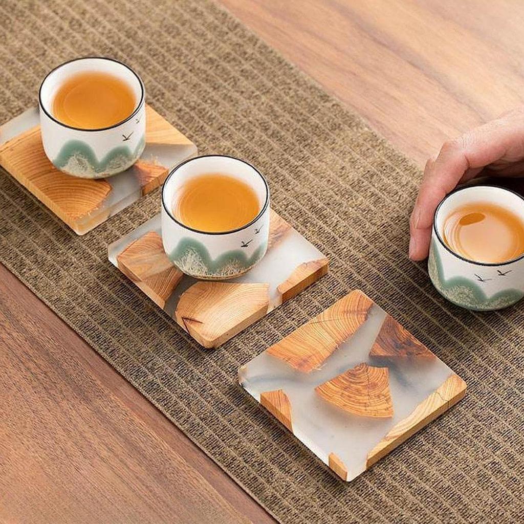 6Pcs Drink Coasters Desk Pads Resin Novelty Pot Holder Decorative Insulation Placemats for
