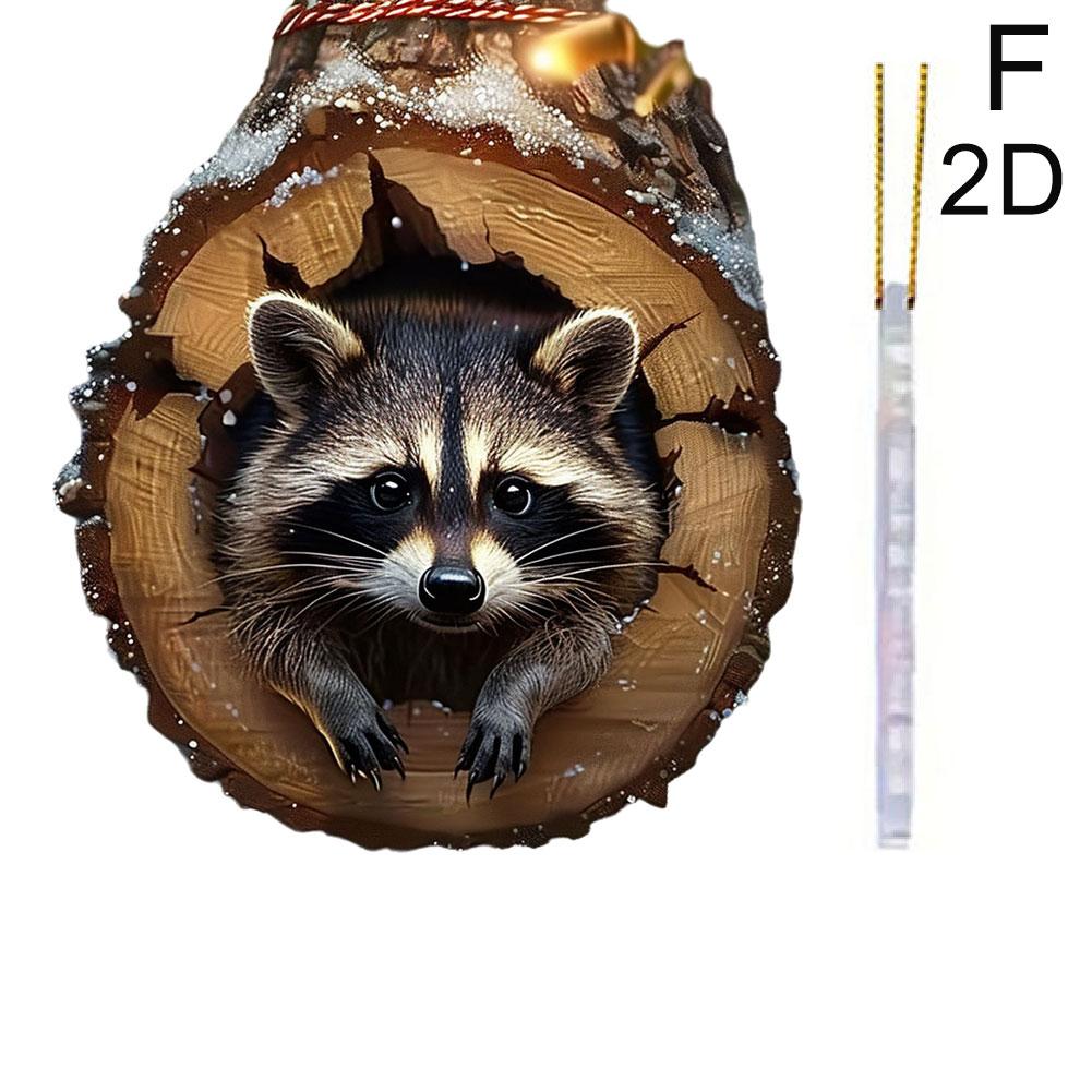 Animal Christmas Ornaments 2D Acrylic Forest Animal Cute Woodland Animal Animal Pattern Christm L5C9