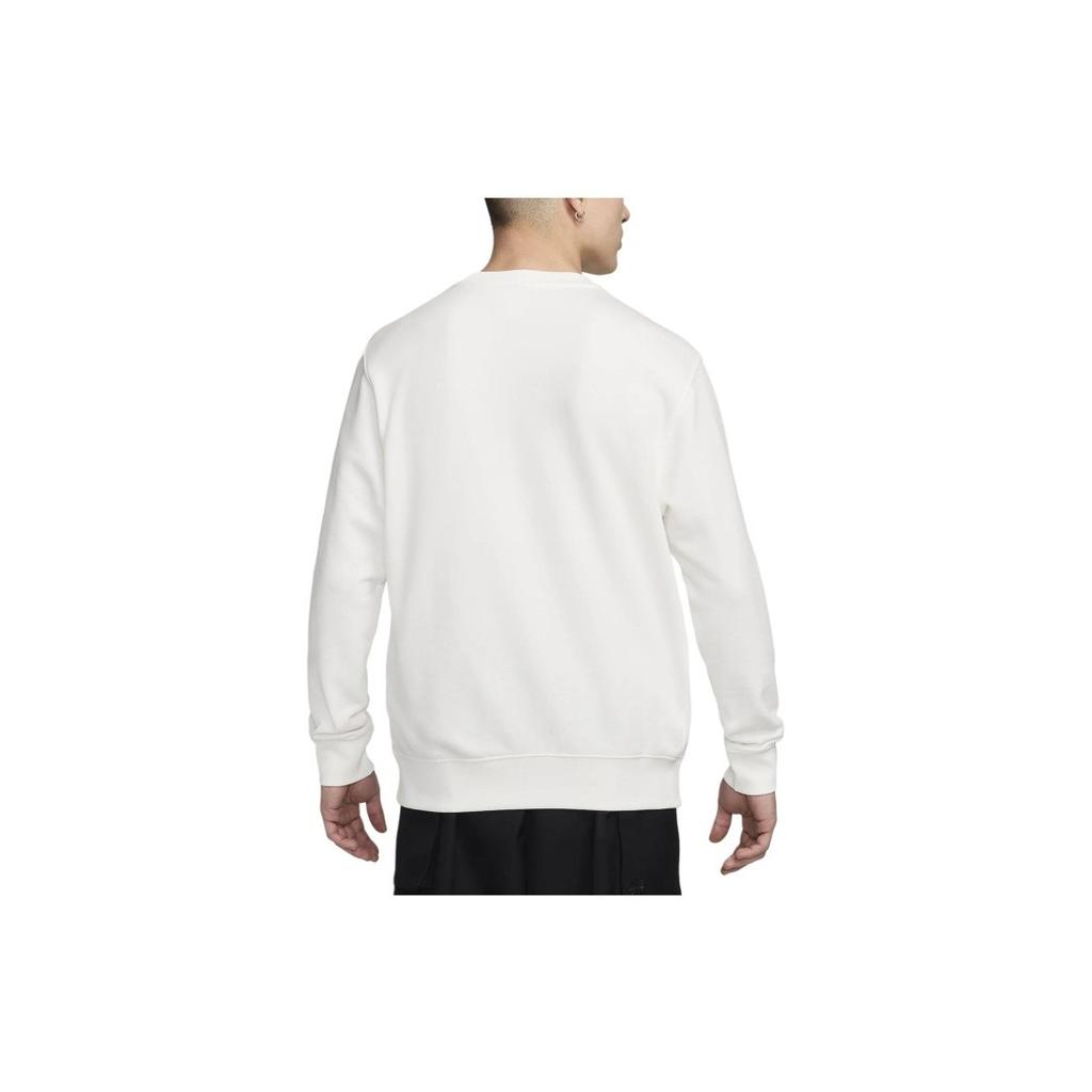 Nike Men's Solid Color Crewneck Casual Long-Sleeve Sweatshirt in White