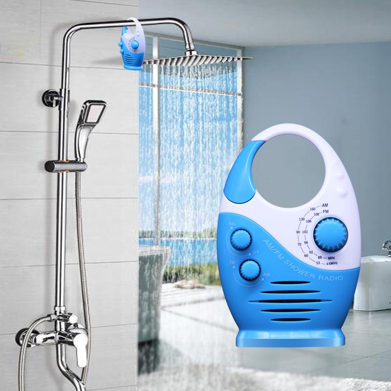 Portable Shower Radio, Bathroom Radio, AM FM Hook Type, Waterproof, Broadcast Music, Shower Speaker, Radio, Blue, Compact Radio