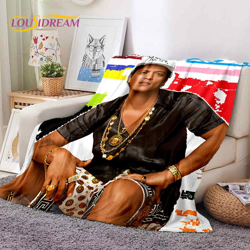 Bruno Mars 3D Singer Star Soft Flannel Blankets,Throw Blanket Comfortable Blanket for Picnic Beds Home Bedroom Cover Kids Gift