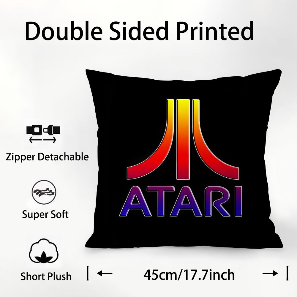 A-AtariS Game Logo Pillow Case Plush Fabric Soft Double Sided Print Sofa Cushion Cover Throw Pillow Covers