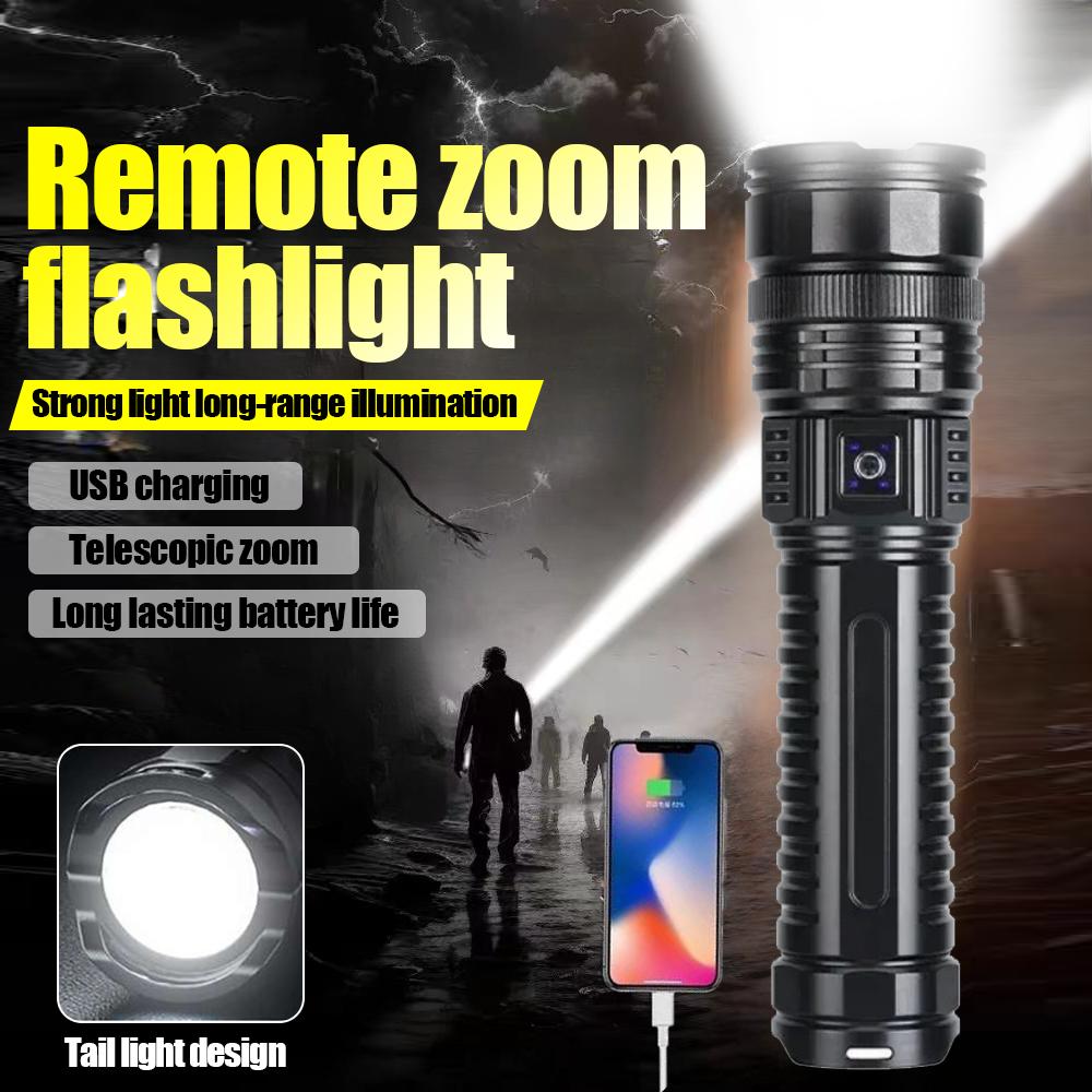 Weiße Laser-Taschenlampe Leistungsstarke Lichtdochte Ultrahell Zoom Weitwurf LED Wiederaufladbar COB Rücklicht Outdoor Powerbank