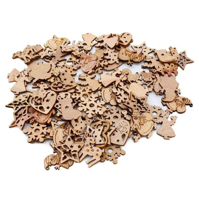 100 pezzi/set di trucioli di legno di Natale