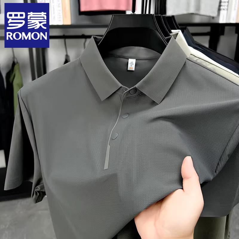 Romon Men's Ice Silk Seamless Polo Shirt