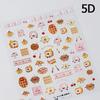 Cartoon Cute Bear Pudding Pretzel Bread Croissant Cookies Shiny 3D Self Adhesive Nail Art Stickers Bakery Lovely Manicure Decals