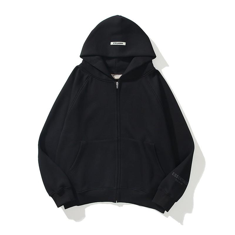 Temel Sokak Giyimi Kapüşonlu Fermuarlı Sweatshirt Erkek Kadın Pamuk Karışımı Hafif Günlük Pullover