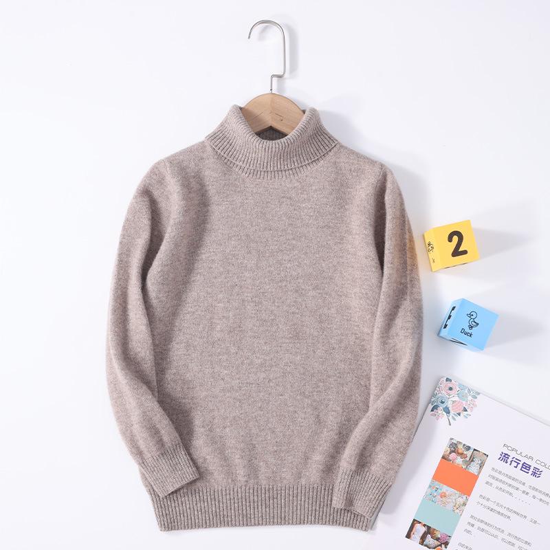 Children's 100% Pure Wool High Turtleneck Sweater - Autumn & Winter Pullover for Boys and Girls