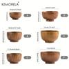 1PCS Natural Wooden Rice Bowl Household Salad Ice Cream Fruit Wooden Bowl Kitchen Food Storage Tableware