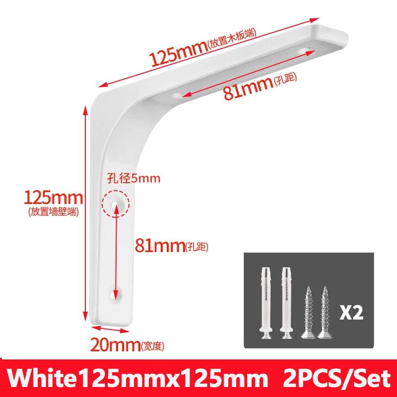 YM 2pcs Heavy Duty Stainless Steel L-Shaped Floating Shelf Brackets Wall Mount Black/White Corner Triangle 90 Degree Decorative