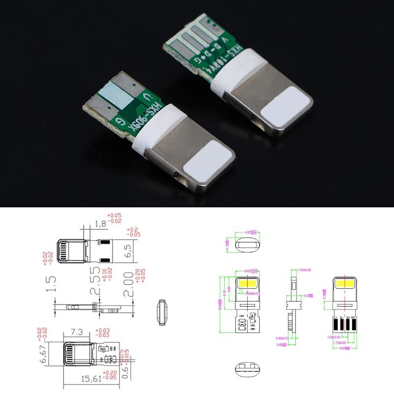 2Pcs Lightning Dock Usb Plug With Chip Board Male Connector Welding Data Otg Line Interface Diy Data Cable For Phone