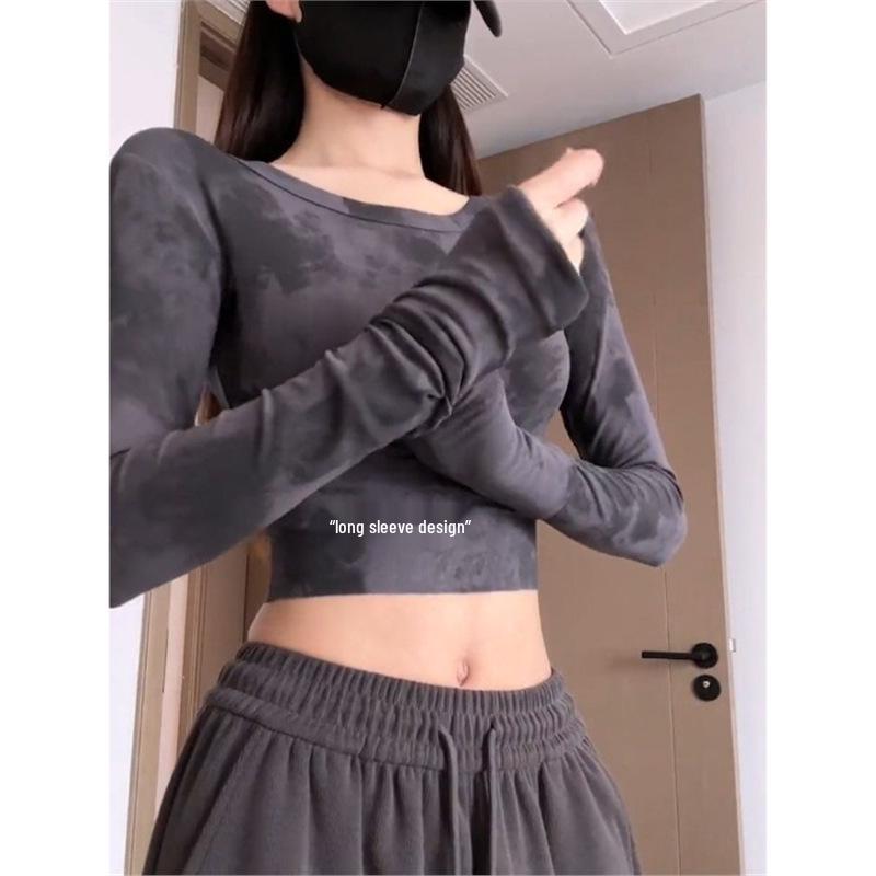 

Джаз Уличные танцы Тай-дай Приталенный Кроп-топ - Женская Футболка с длинным рукавом, утягивающий внутренний слой M