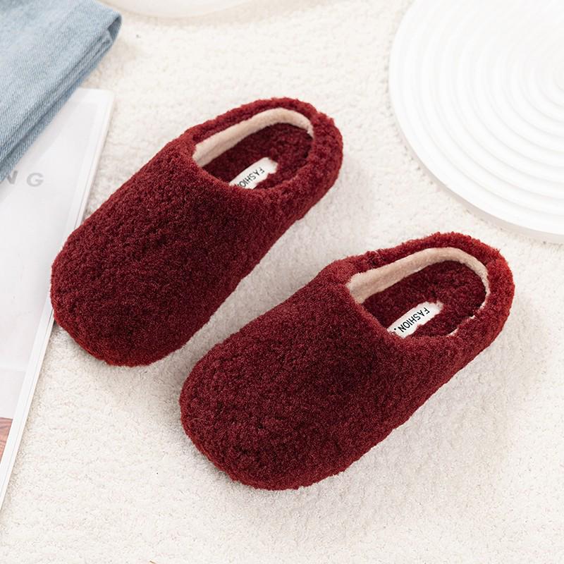 Зима 2025 Уличные Женские Плюшевые Меховые Шлепанцы Корейского Стиля с Закрытым Носком 31 вино красного 1860₽