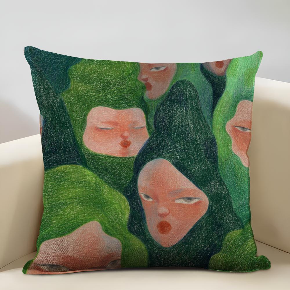 Tear Nevus Cushion Cover Household Decoration Linen Sofa Cushion Cover: Skin-Friendly & Breathable with Invisible Zipper