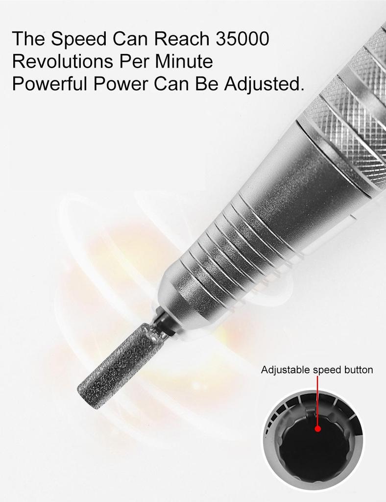 202 Nail Drill Machine 35,000 RPM - Lightweight Nail Grinder for Manicure and Removal