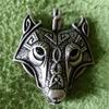 Vintage Jewellery Tibetan Silver Wolf Head Pendant Necklace for Men Amulet Animal Viking Jewelry Collar Hombre Creative Gifts