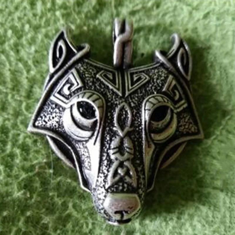 Vintage Jewellery Tibetan Silver Wolf Head Pendant Necklace for Men Amulet Animal Viking Jewelry Collar Hombre Creative Gifts