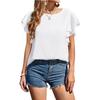 Summer Casual Round Neck Double Layer Ruffle Sleeve Top T-shirt