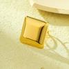 GEMCHIC Women's Square Geometric Open Adjustable Gold Plated Stainless Steel Ring
