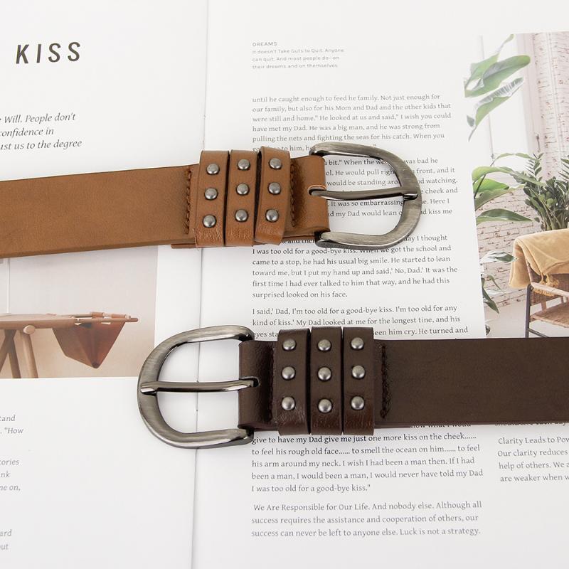 New Hip-Hop Rivet Belt Women Punk Style Pu Leather White Black Retro Belt Strap Waistband Fashion Y2K Jeans Belt Accessories