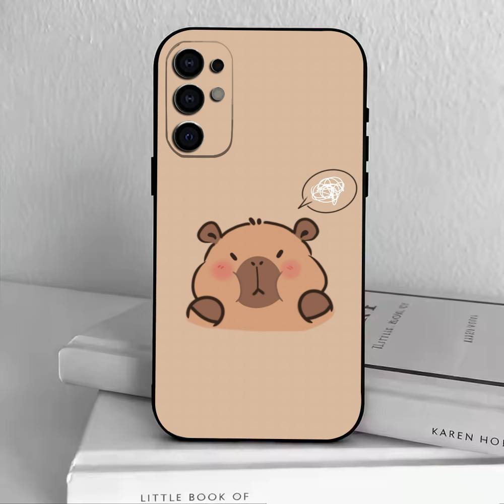 Roztomilý K-Kawaii Kapybara   Pouzdro na telefon Černý silikon Měkké Pro Samsung S25,S24,S21,S22,S23,S30,Ultra,S20,Plus,Fe,Lite