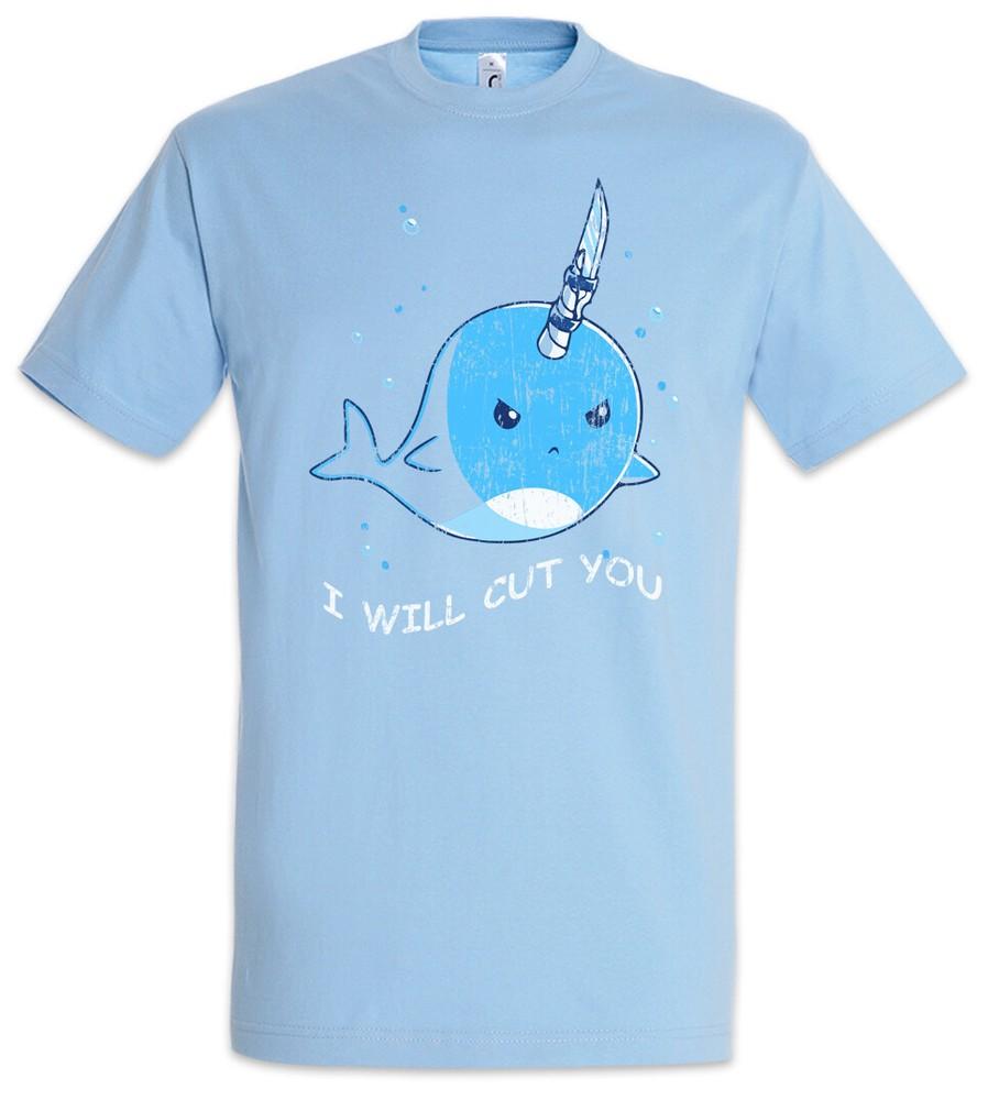 I Will Cut You T-Shirt Whale Narwhal Fun Fairies Unicorn Sailor Sailboat Sea