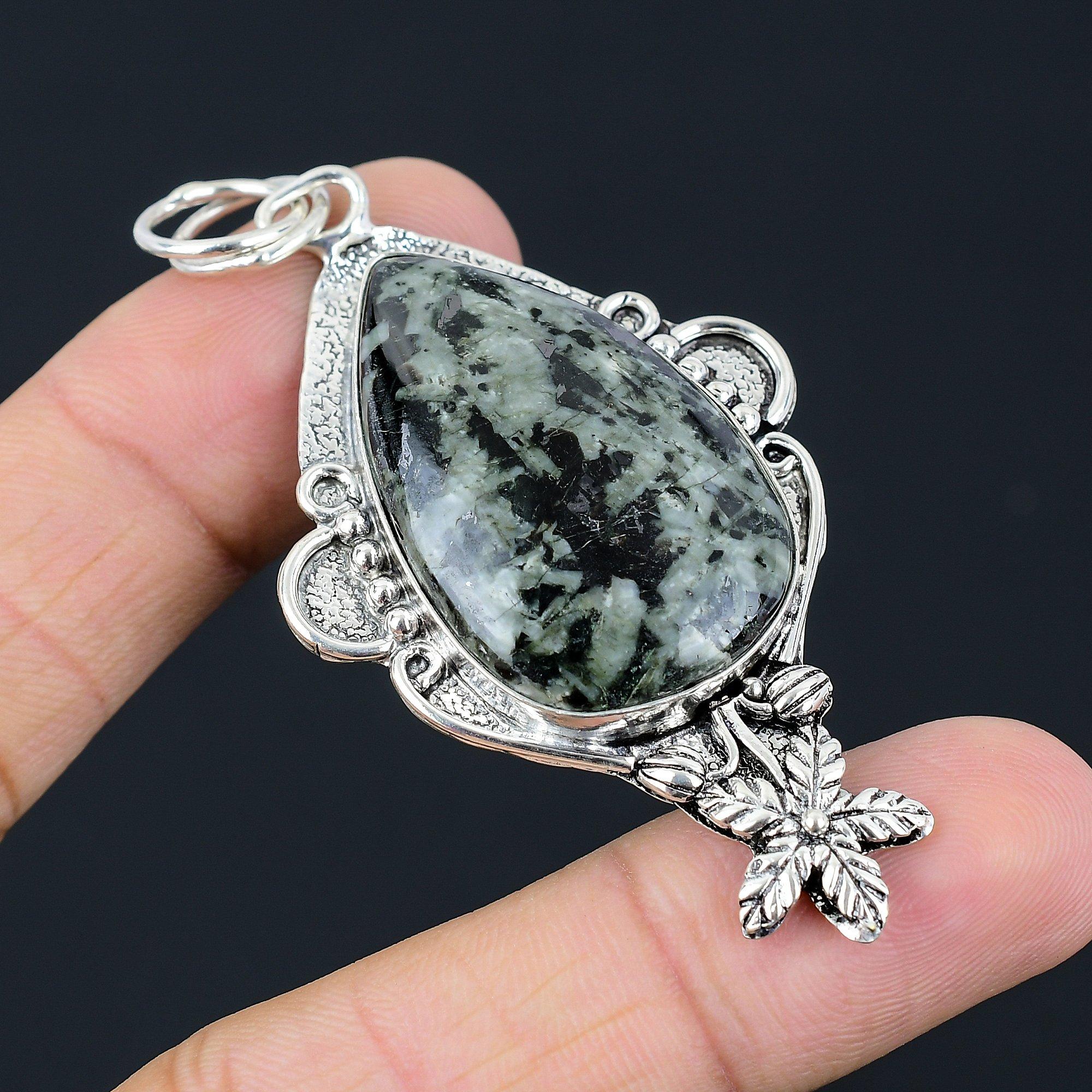 Daughters Day Sale Stargalaxy Stone 925 Sterling Silver Flower Pendant Jewelry