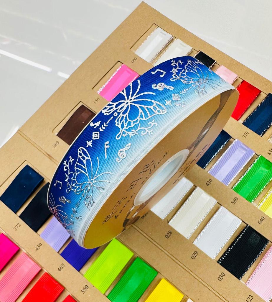 Ruban papillon argenté de 2,5 cm imprimé laser pour décoration de Noël DIY