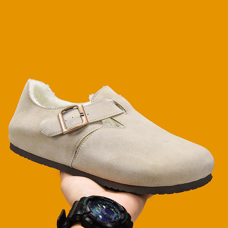 2025 Winter Cotton Warm Closed-Toe Birken Cork Slippers for Men & Women