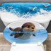 Cute Cartoon Penguins Toilet Stickers, Waterproof Ocean Wave Toilet Seat Decals, Removable Bathroom Decor For Kids Bathroom Home