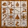 12/16Pcs Christmas Series Painting Stencils Reusable Washable For Watercolor Stone Graffiti And More