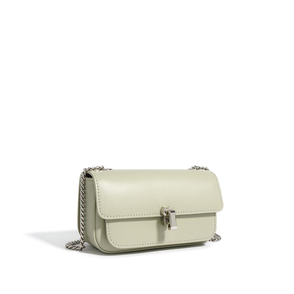 Simple Leather Chain Bag, Niche Texture Mobile Phone Messenger Bag, Casual Popular Bag, Cowhide Small Square Bag, Shoulder Bag.