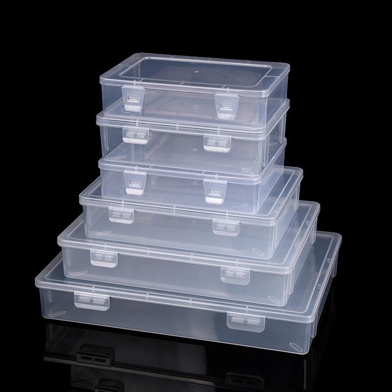 Large Transparent Rectangular Hardware Storage Box with Lid - PP Plastic Tool Accessories Organizer
