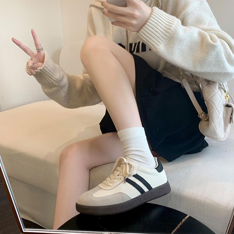 

New Korean Style Thick Bottom Color Matching Fashion Casual Sports Shoes Women s Leather White Shoes Flat Shoes Women