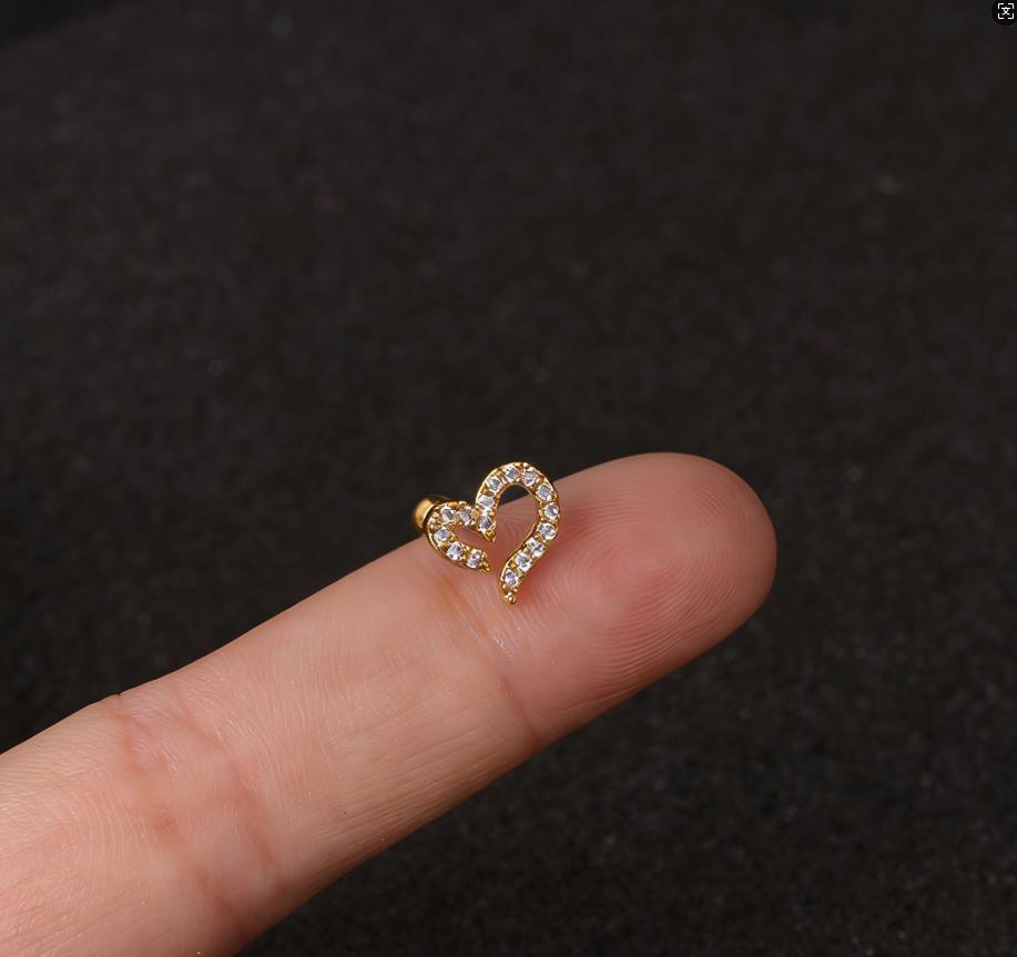 Fashion Ear Bone Nail 1Pc Stainless Steel Five Pointed Star Heart Screw Twist Ball Ear Nail Classic Puncture Earring