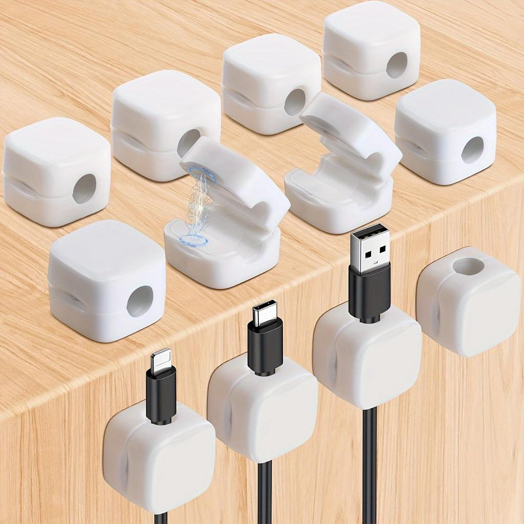 12pcs Magnetic Cable Clips Cord Holder, Under Desk Cable Management, Adhesive Wire Holder Keeper Organizer for Home Office Desk Phone Car Wall