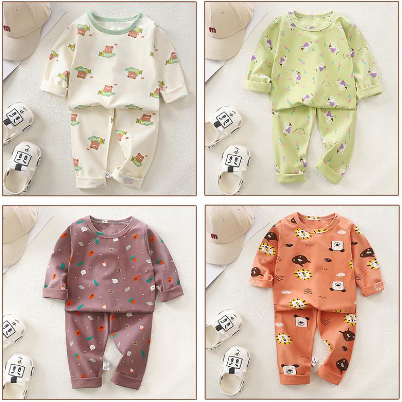 Kinder Baumwolle Langarm Pyjama Set Thermounterwäsche Weiche Bequeme Nachtwäsche Homewear A Klasse Sicherheit Kinder Loungewear