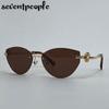Trendy Cat Eye Frameless Sunglasses Women  Luxury Brand Y2K Punk Metal Cateye Sunglass Vintage Rimless Eyewear For Ladies