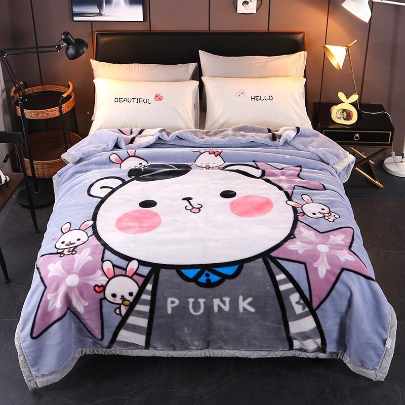 Double-Layer Thickened Fleece Blanket for Single or Double Use Autumn/Winter Cover Blanket