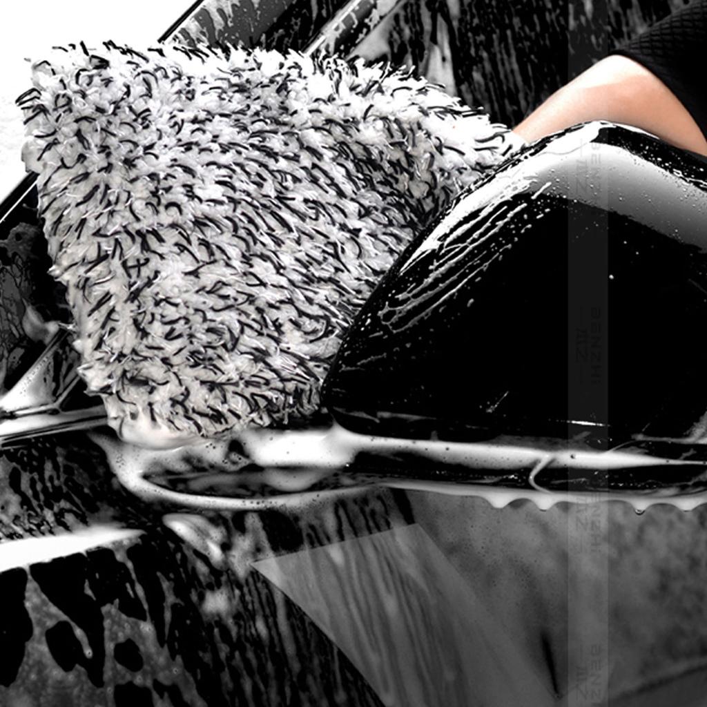 Car Wash Mitts Microfiber Double-Sided Scratch Free Microfiber Washing Gloves Auto  Detailing Cleaning Lint Free Wash Glove