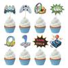 16pcs Video GamePad Cupcake Topper Picks Game On Happy Birthday Party Cake DIY Decoration Supplies Kids Boy Girl Favors Gifts