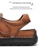 Men's Hand-Stitched Cowhide Leather Sandals with Soft Sole, Large Size Beach Shoes