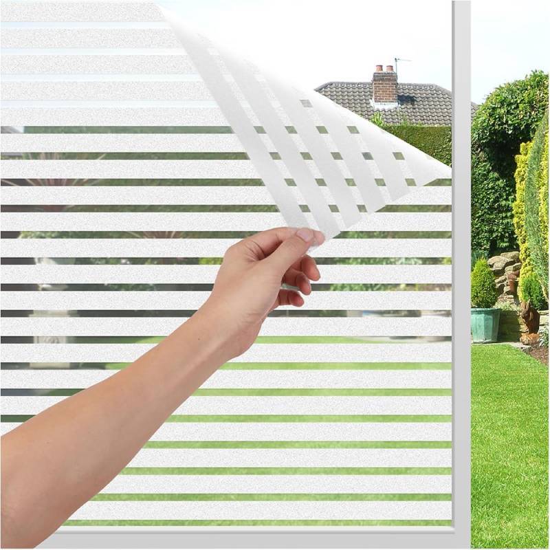 Modern Privacy Film With Striped Frosted Design For Bathroom Privacy And Easy Removal