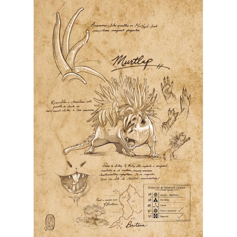 Vintage Field Notes O Mito Monstro Pôster Anos 80 Pintura em Tela Retrô Mágico Bruxaria Niffler Nota Arte de Parede Para Quarto Decoração de Casa