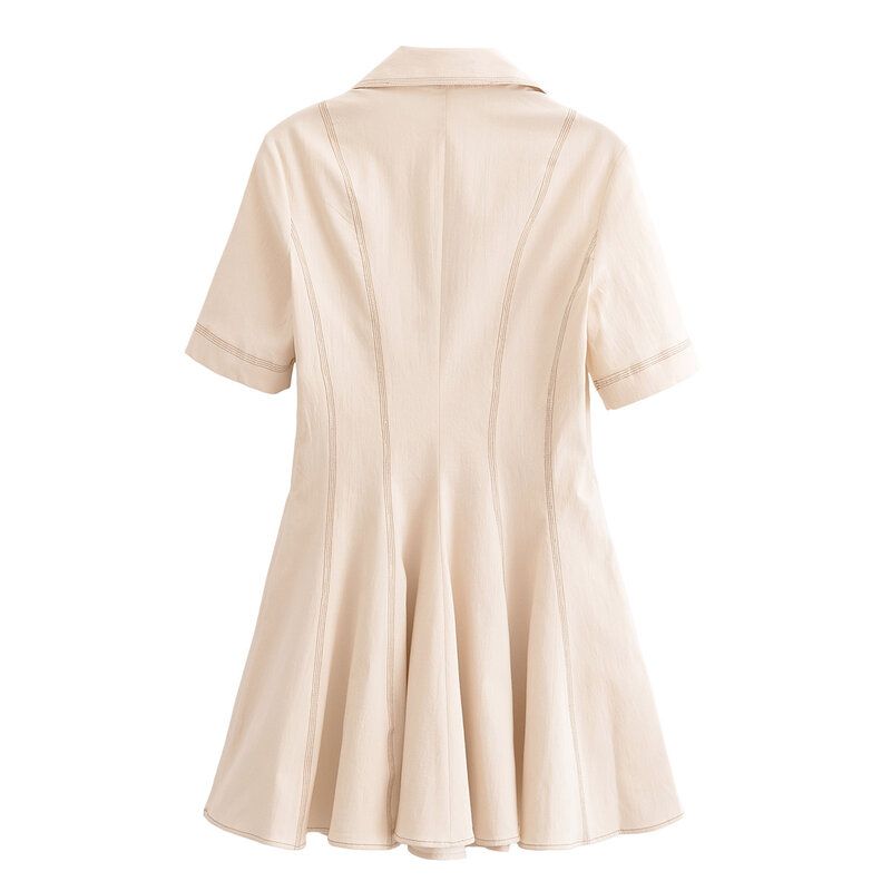 Fashion Style 2024 Autumn New Arrival Women's Easiest for Match String Decoration Polo Shirt Collar Dress Short Skirt 8795653