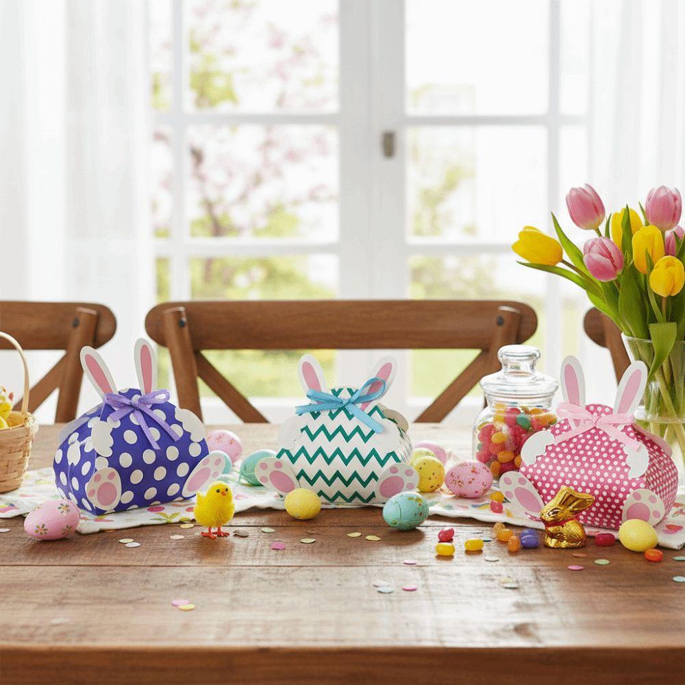 Rabbit Shape Easter Paper Candy Box Empty Bunny Candy Box Unique Cookie Bags Kids Gifts